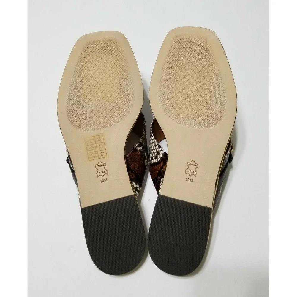 NWOB Tory Burch Delaney Embossed Snake Leather Sandal Slide Aspen‎ Multi 10 $268